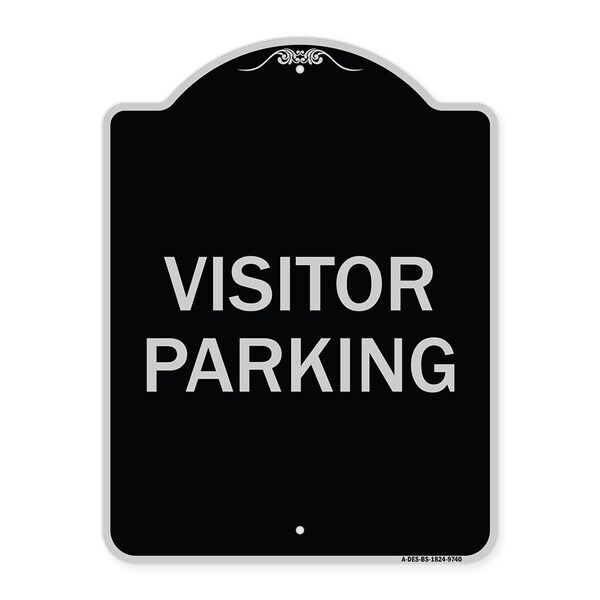 Designer Series Sign-Visitor Parking, Black & Silver Heavy-Gauge Aluminum, 24" x 18", BS-1824-9740